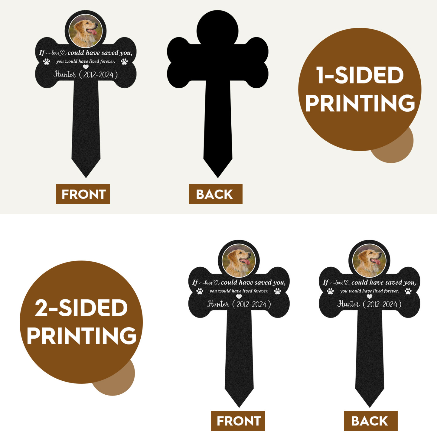 Custom Bone Shaped Pet Memorial Stake, Personalized Garden Marker with Photo, Dog or Cat Memorial Gift for Beloved Pet Loss Remembrance