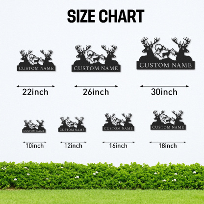 Personalized Deer Trio Metal Sign Custom Name for Forest Retreat or Family Cabin