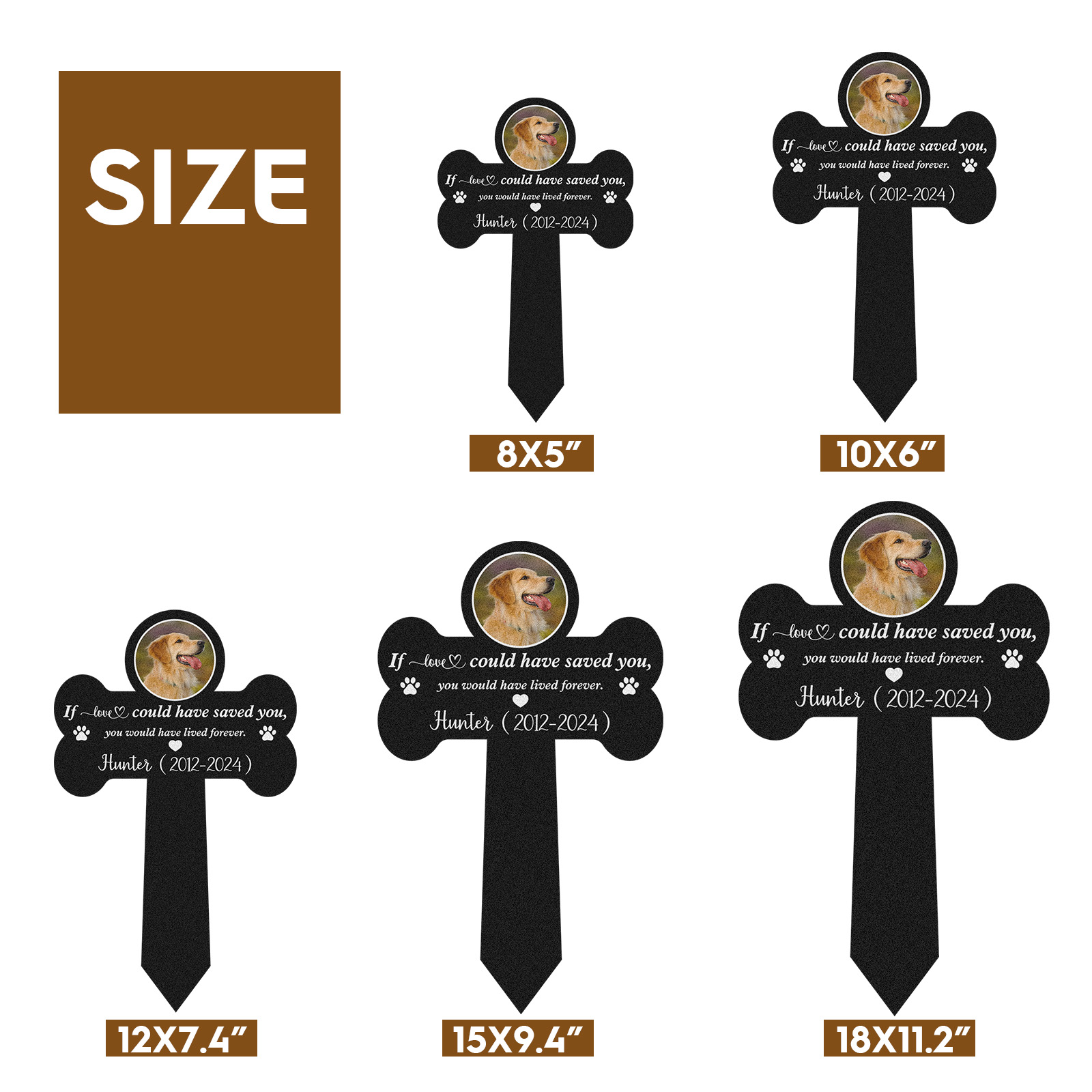 Custom Bone Shaped Pet Memorial Stake, Personalized Garden Marker with Photo, Dog or Cat Memorial Gift for Beloved Pet Loss Remembrance