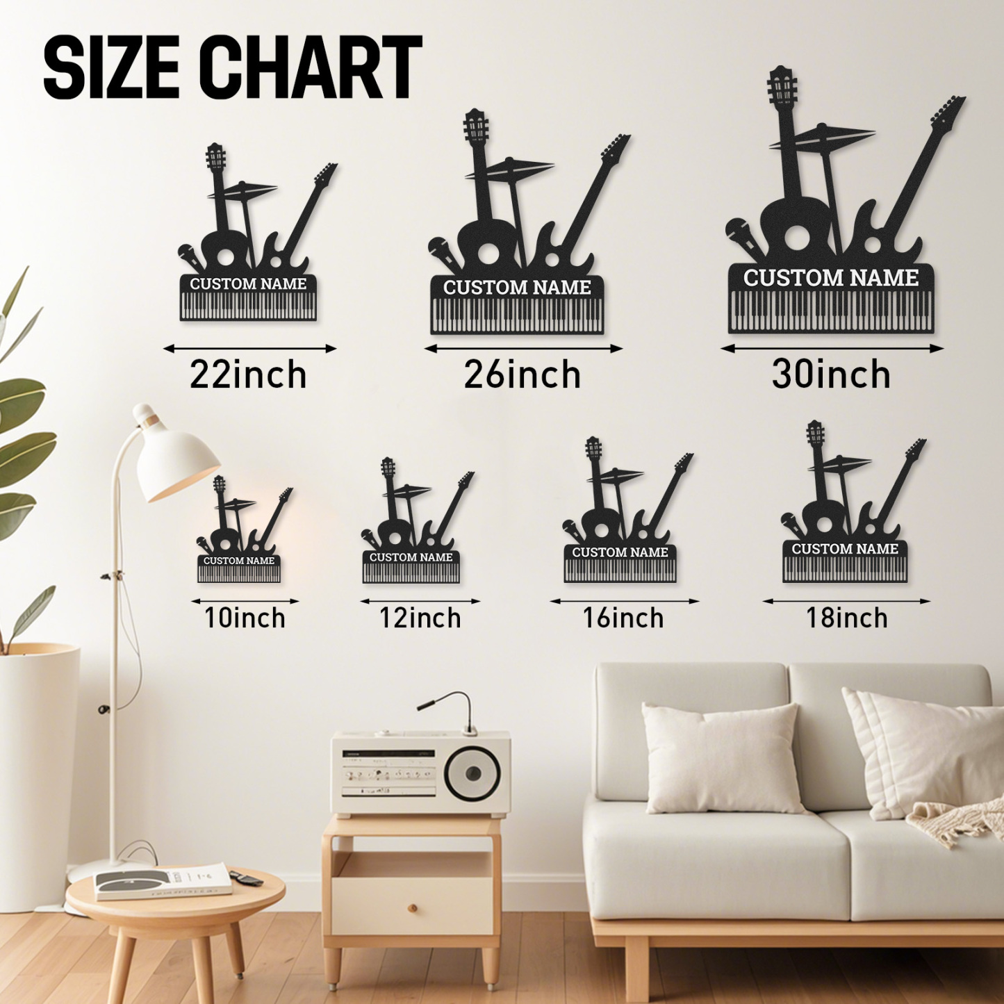 Personalized Music Band Metal Sign, Custom Name Wall Art with Guitar, Piano, Drum and Mic, Gift for Musicians