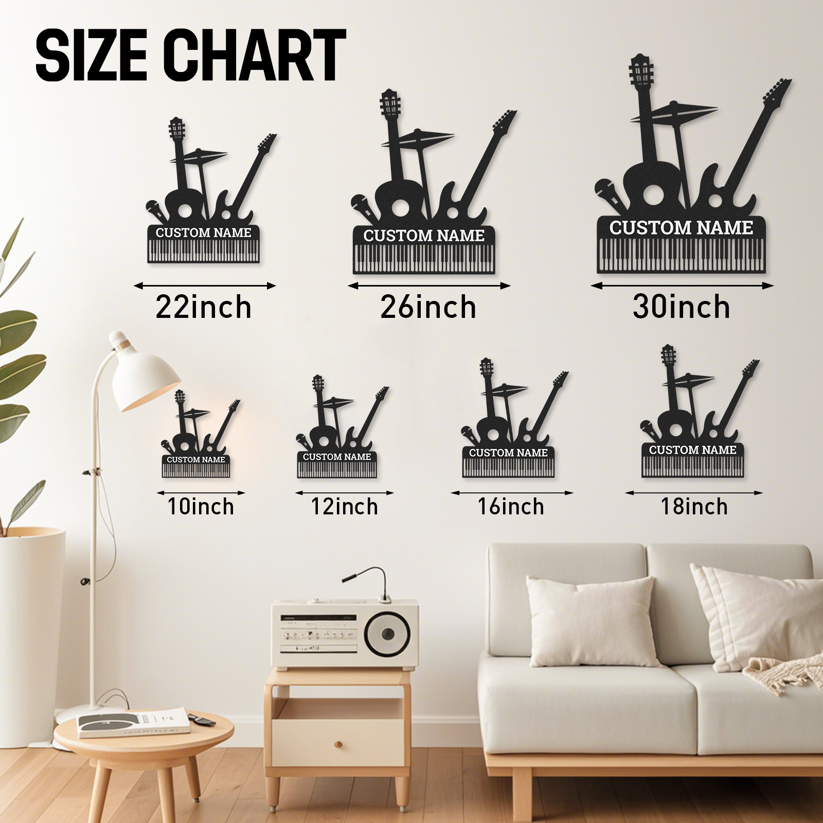 Personalized Music Band Metal Sign, Custom Name Wall Art with Guitar, Piano, Drum and Mic, Gift for Musicians