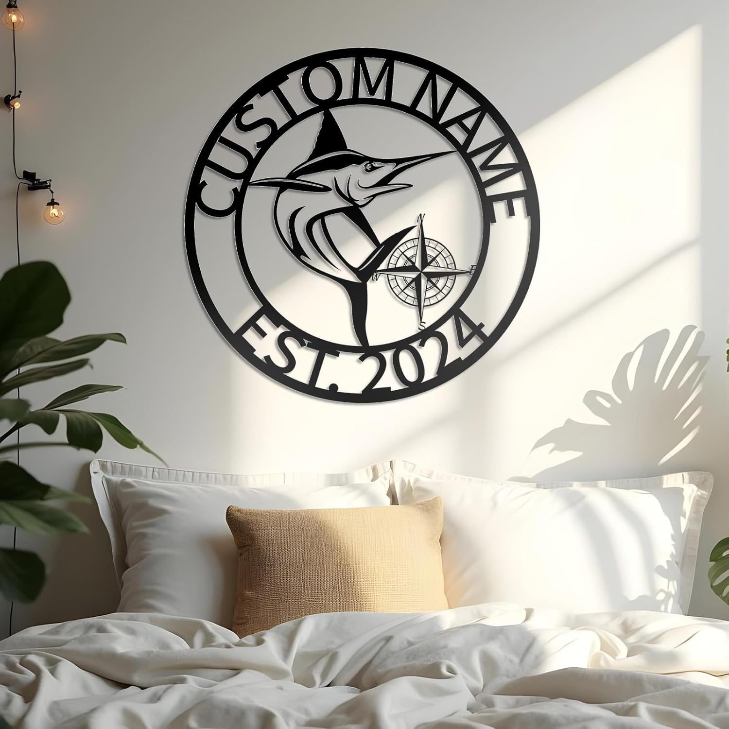 Personalized Largemouth Bass Metal Sign, Custom Fishing Last Name Sign for Home, Fish Family Signs Wall Decor-MetalsignX