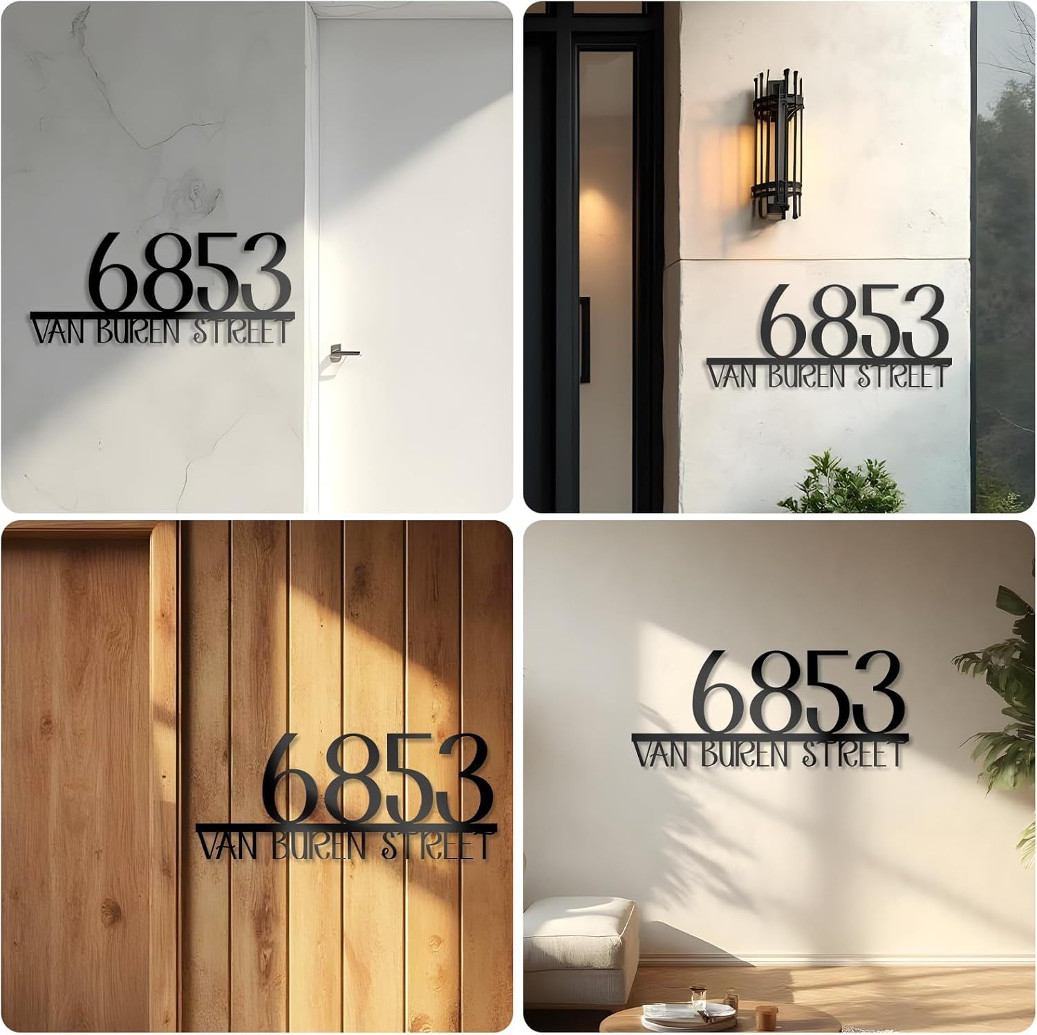 Personalized Metal House Number Sign for Outside Modern, Metal Address Signs for Houses-MetalsignX