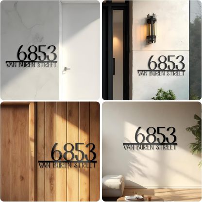 Personalized Metal House Number Sign for Outside Modern, Metal Address Signs for Houses-MetalsignX