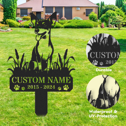 Custom Rat Terrier Dog Memorial Stake Metal Sign, Outdoor Rat Terrier Dog Metal Name Sign With Stake, Dog Pet Metal Stake Sign Art Decor