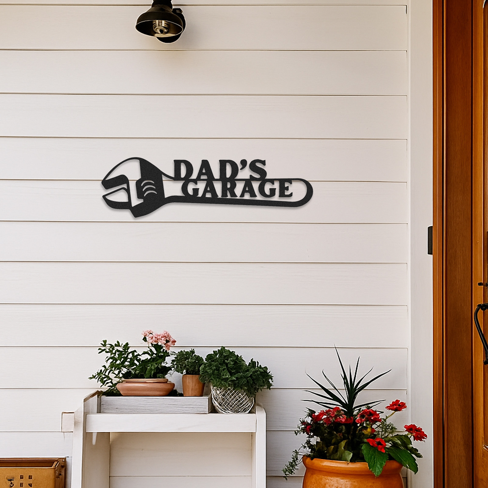 Dad's Garage Wrench Metal Sign, Personalized Workshop Wall Art, Custom Gift for Dad or Grandpa, Garage Decor for Father's Day