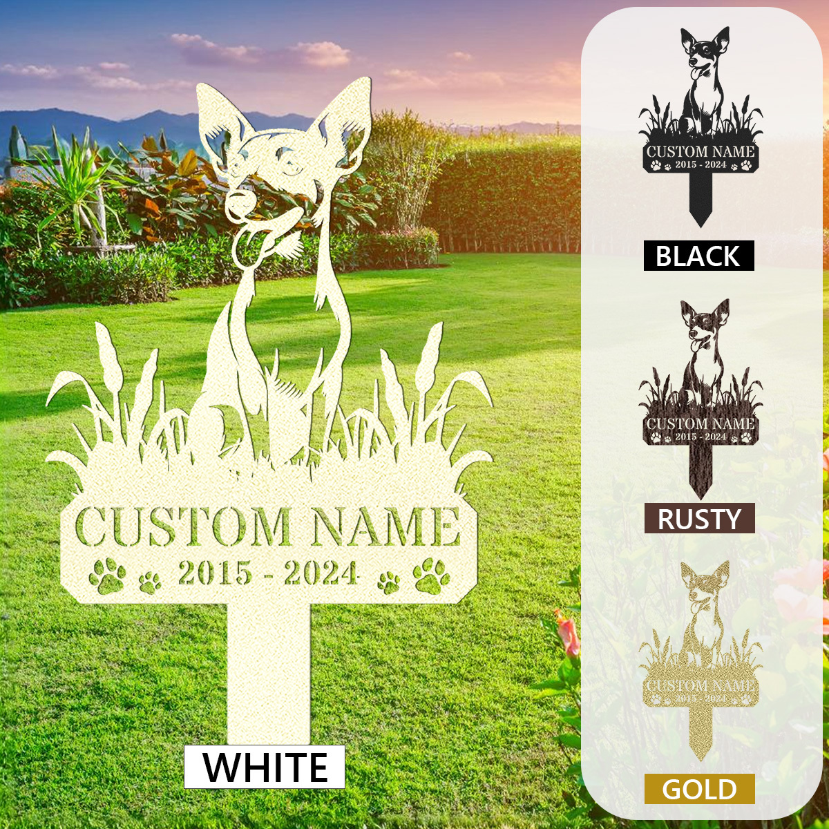 Custom Rat Terrier Dog Memorial Stake Metal Sign, Outdoor Rat Terrier Dog Metal Name Sign With Stake, Dog Pet Metal Stake Sign Art Decor