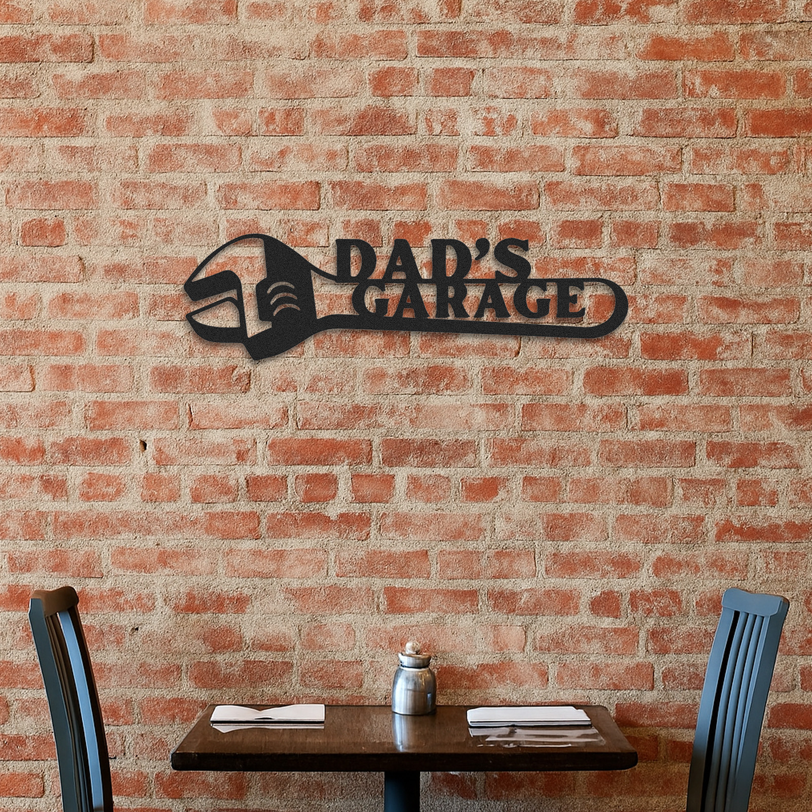 Dad's Garage Wrench Metal Sign, Personalized Workshop Wall Art, Custom Gift for Dad or Grandpa, Garage Decor for Father's Day