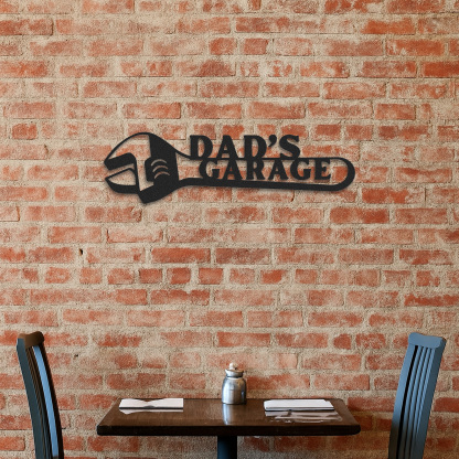 Dad's Garage Wrench Metal Sign, Personalized Workshop Wall Art, Custom Gift for Dad or Grandpa, Garage Decor for Father's Day