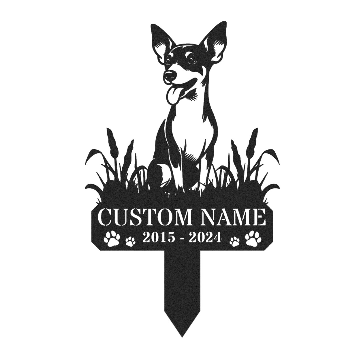 Custom Rat Terrier Dog Memorial Stake Metal Sign, Outdoor Rat Terrier Dog Metal Name Sign With Stake, Dog Pet Metal Stake Sign Art Decor