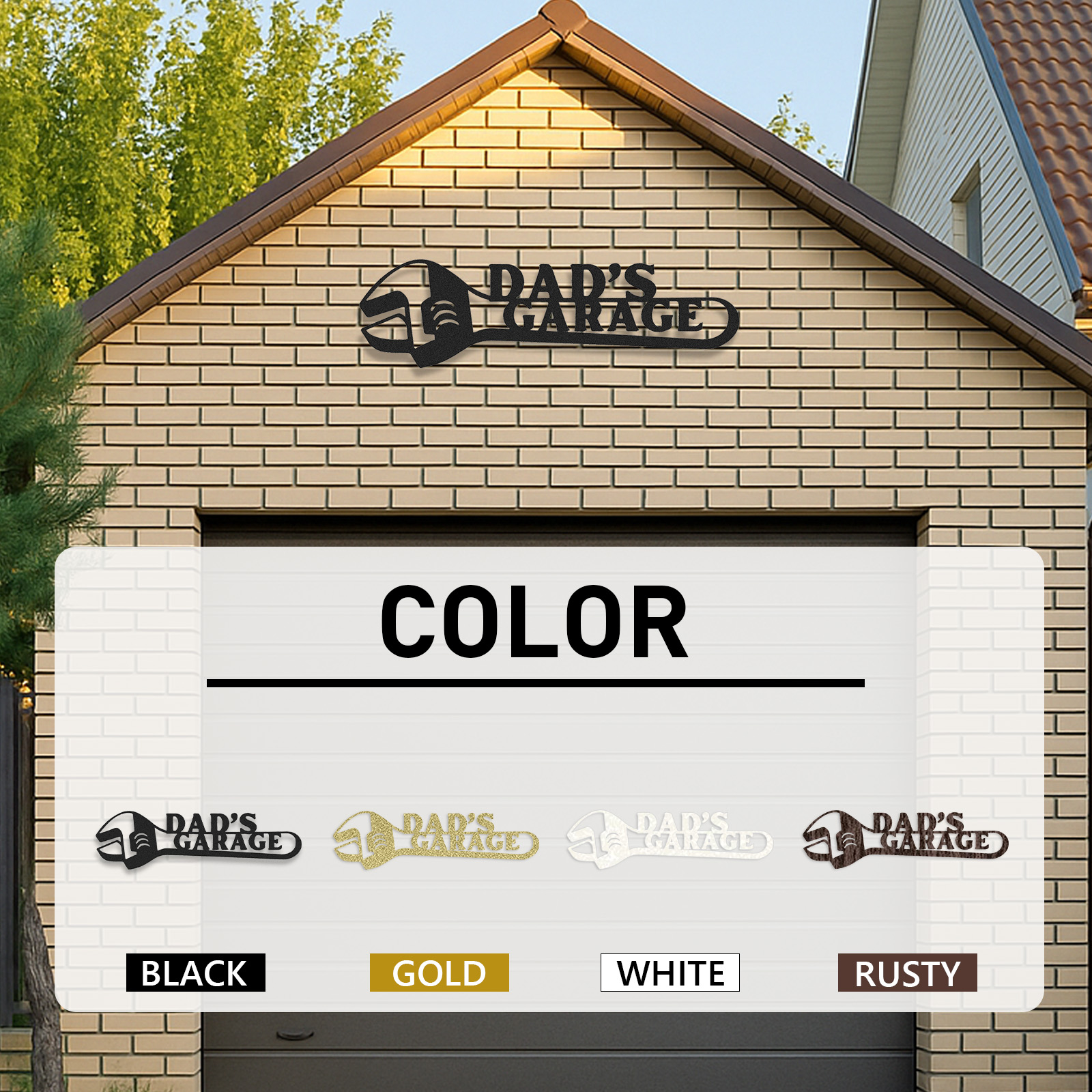 Dad's Garage Wrench Metal Sign, Personalized Workshop Wall Art, Custom Gift for Dad or Grandpa, Garage Decor for Father's Day