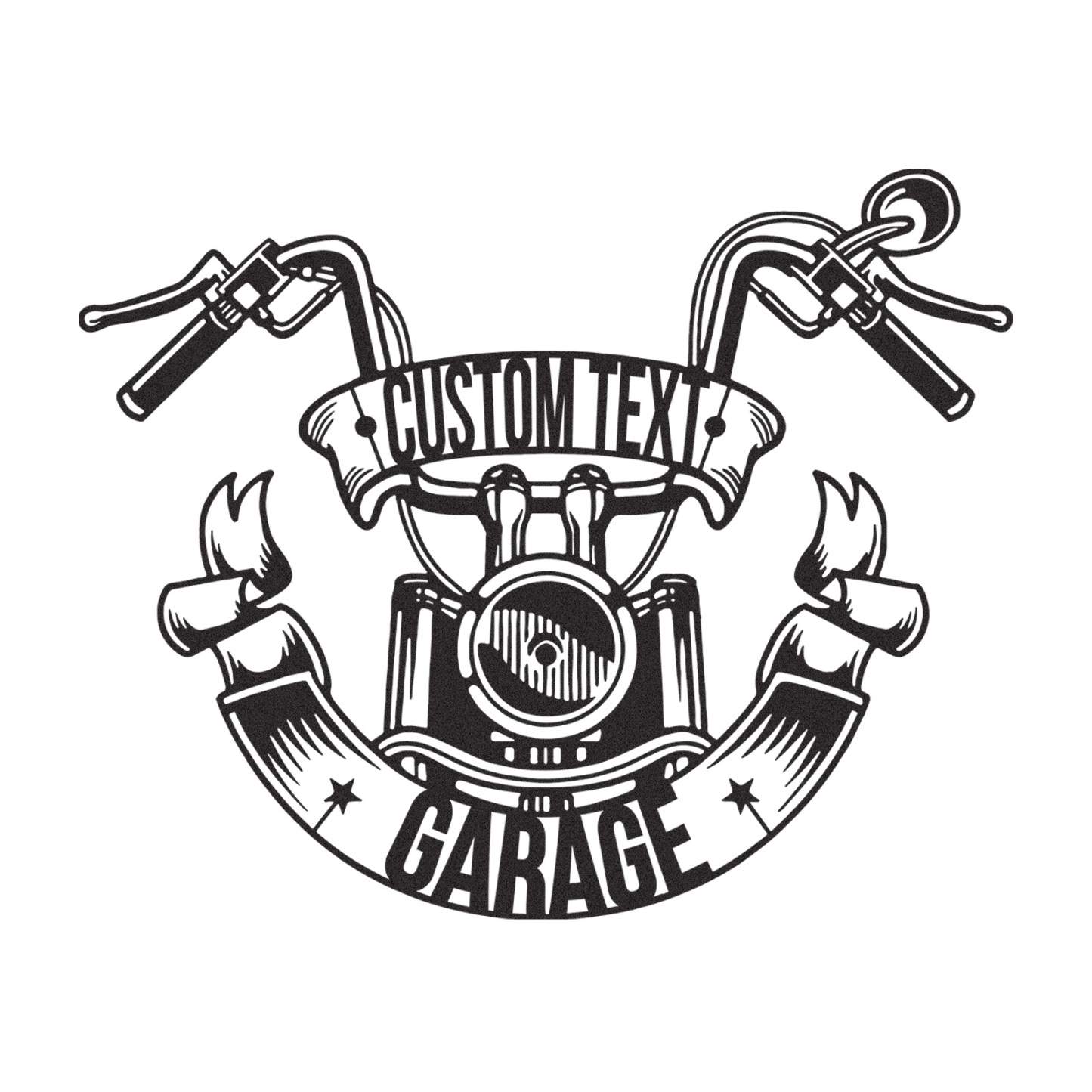 Custom Motorcycle Garage Metal Sign with Handlebar Banner, Personalized Biker Name Metal Art, Wall Decor for Garage, Shop, or Man Cave