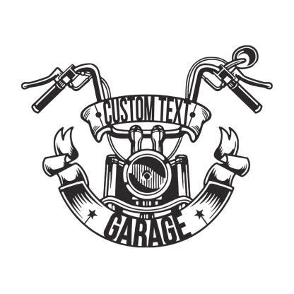Custom Motorcycle Garage Metal Sign with Handlebar Banner, Personalized Biker Name Metal Art, Wall Decor for Garage, Shop, or Man Cave