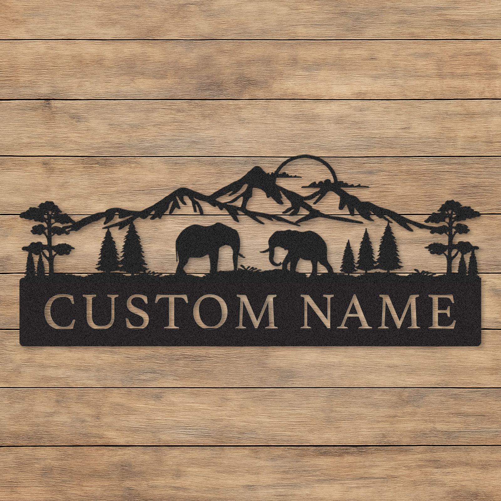 Personalized Elephant Metal Sign Custom Name Safari Decor for Rustic Cabin or Yard