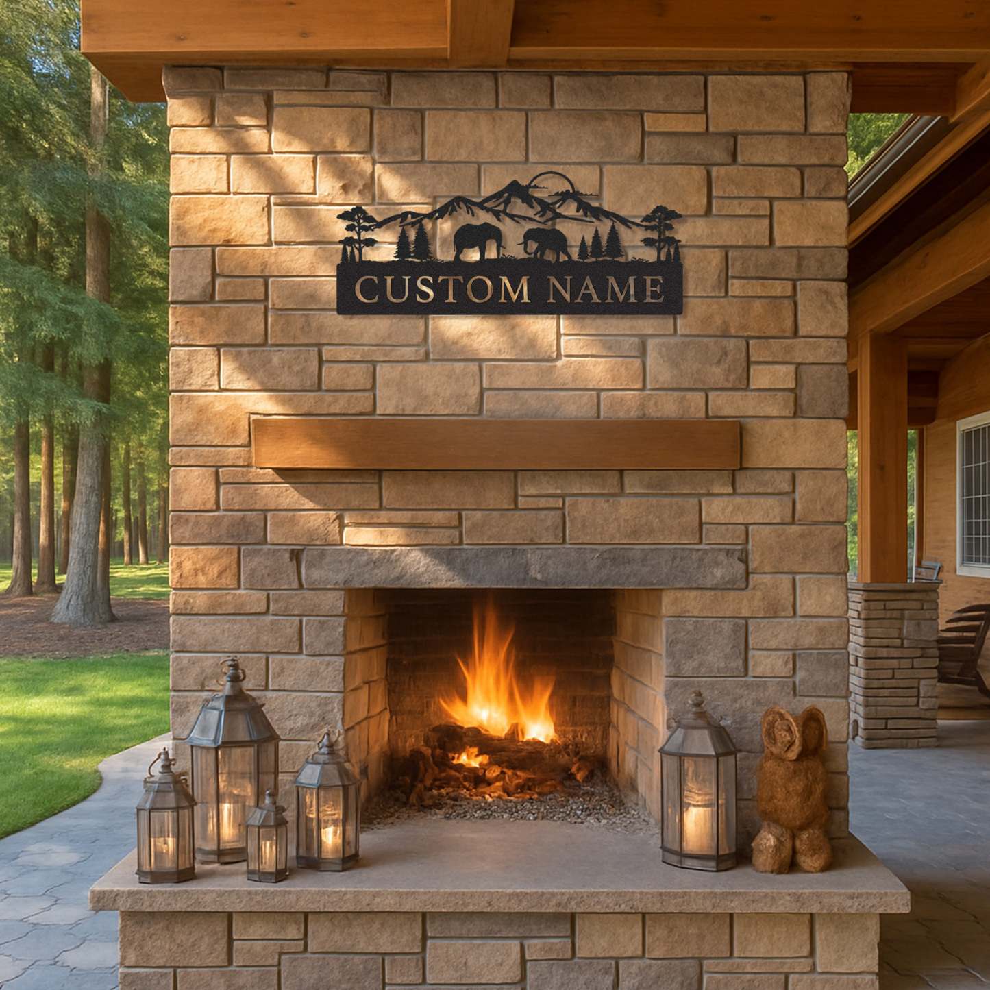 Personalized Elephant Metal Sign Custom Name Safari Decor for Rustic Cabin or Yard