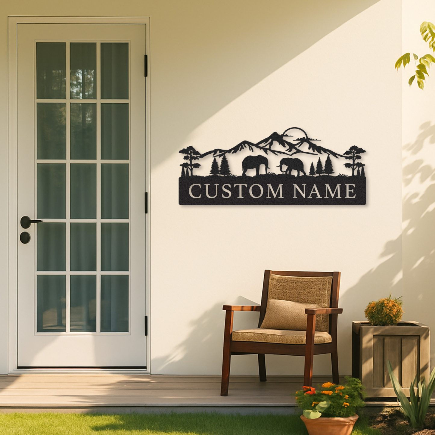 Personalized Elephant Metal Sign Custom Name Safari Decor for Rustic Cabin or Yard