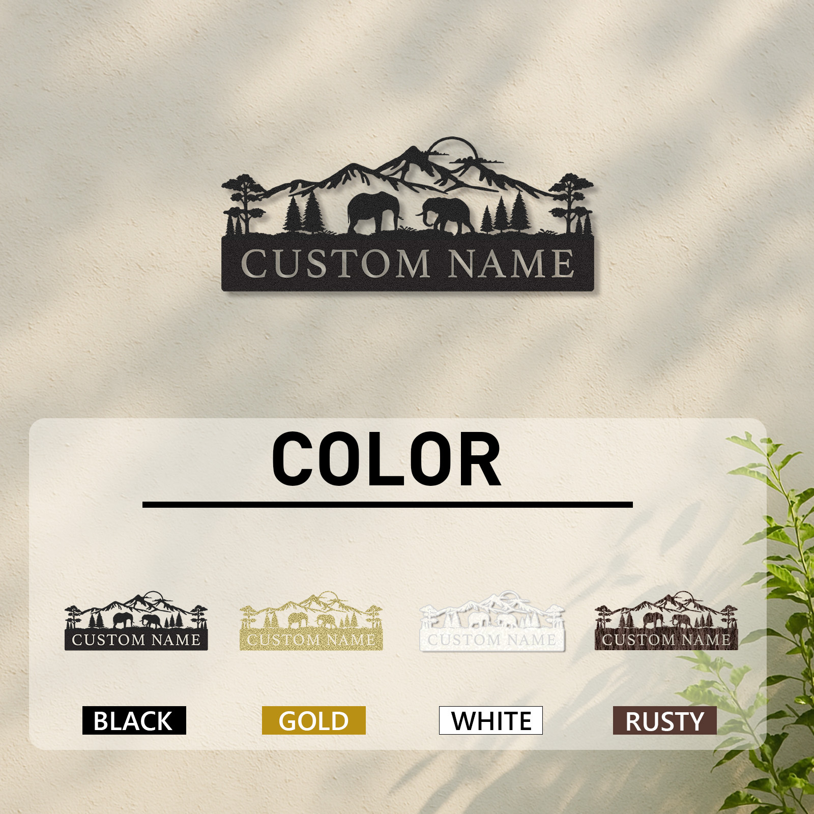 Personalized Elephant Metal Sign Custom Name Safari Decor for Rustic Cabin or Yard