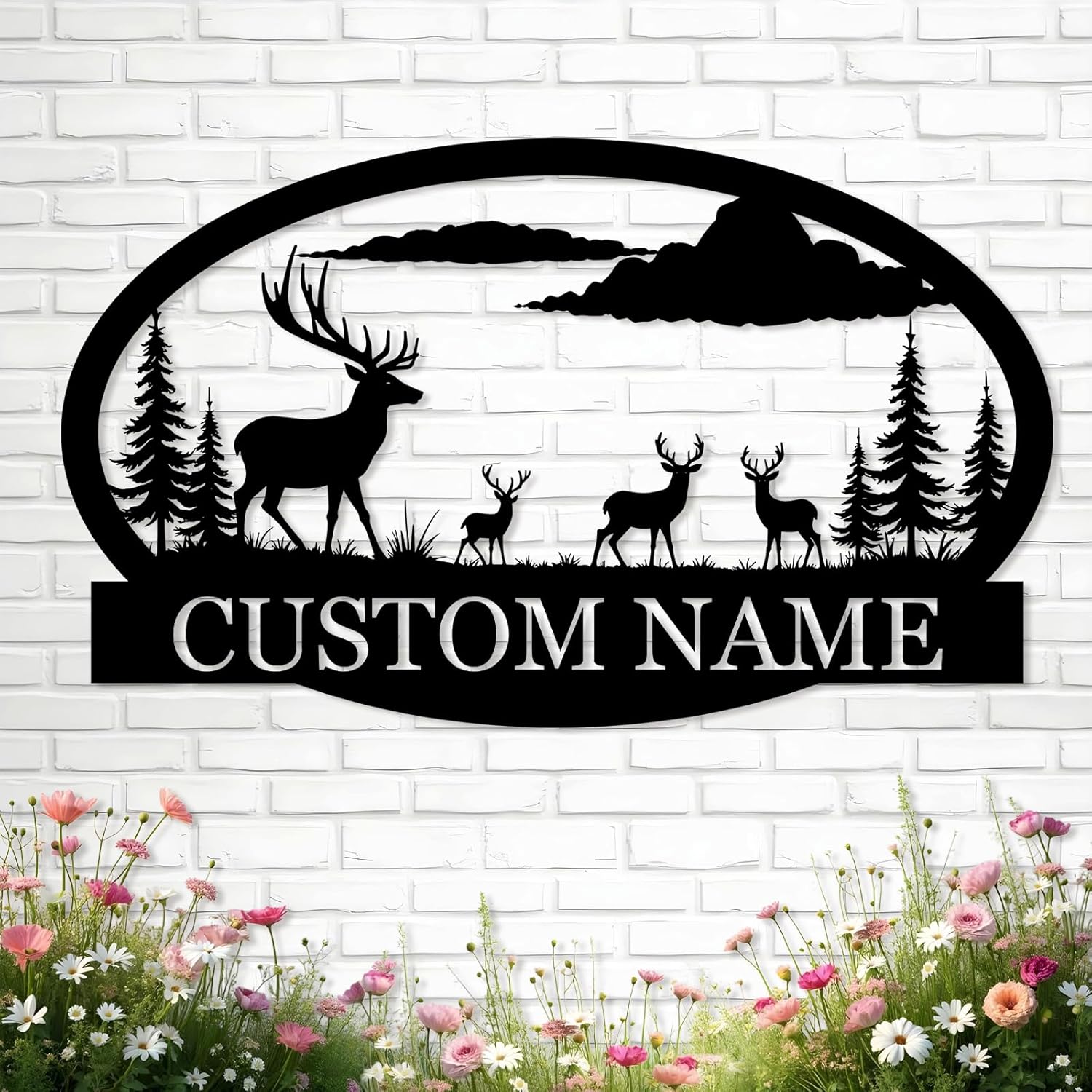 Personalized Deer Metal Sign , Forest Landscape Art for Cozy Homes-MetalsignX