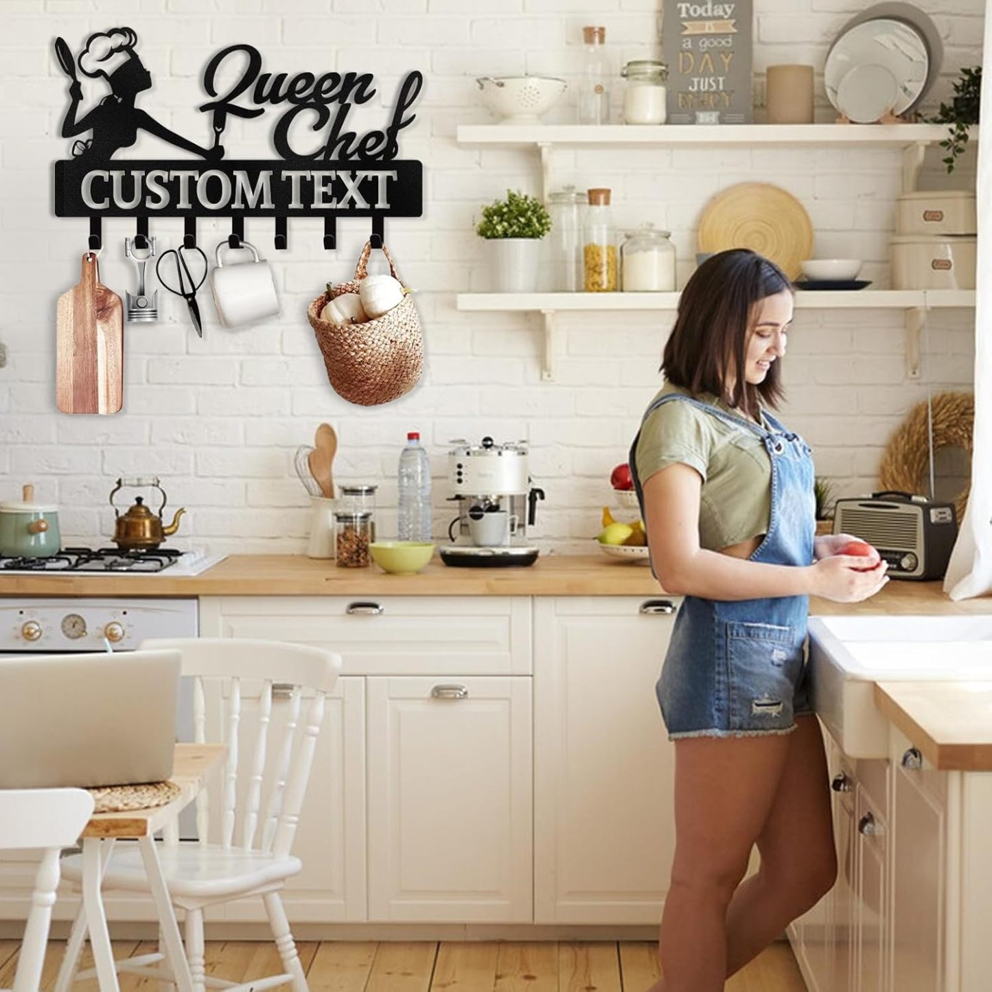 Personalized Key Holder for Wall, Queen Chef Wall Mounted Key Hooks-MetalsignX