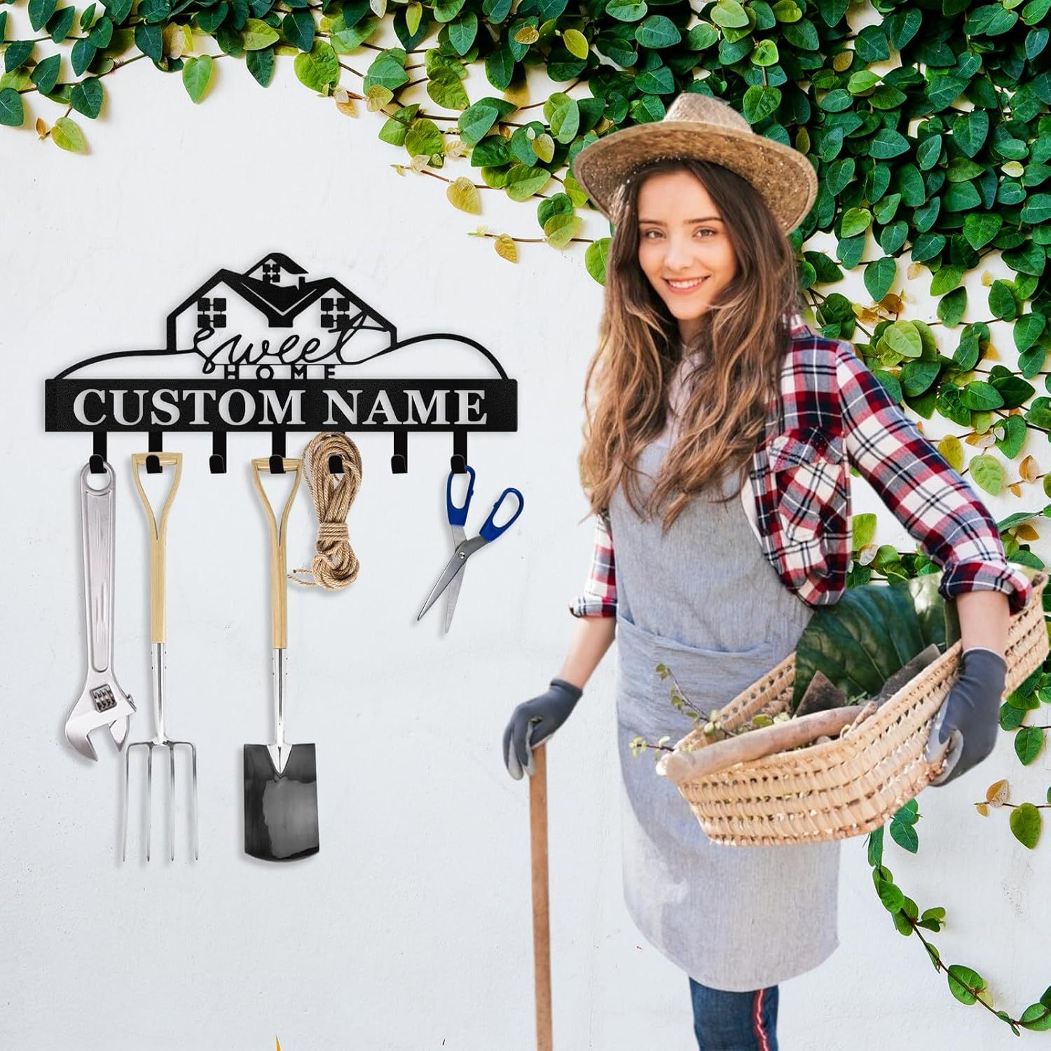 Custom Name Metal Key Holder Wall Mount, Organizer Rack for Home Entryway-MetalsignX