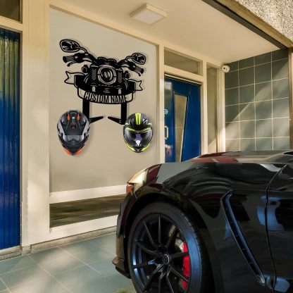 Custom Metal Motorcycle Helmet Holder Wall Mount-MetalsignX