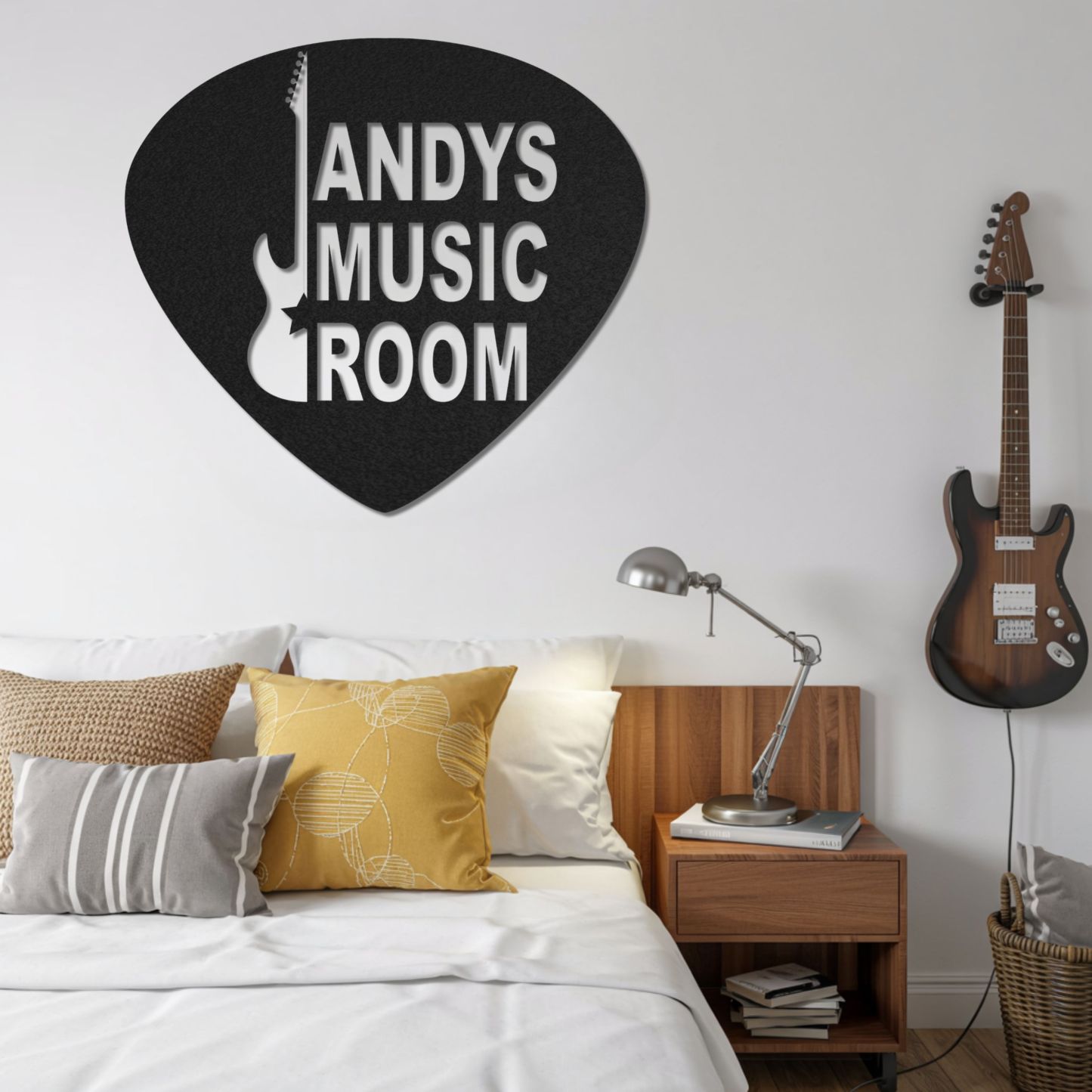 Customized Metal Sign, Personalized Musical Theme Metal Sign, Guitar Wall Art, Music Room Accessories, Custom Guitar Wall Decor for Bedroom Studio Mancave, Music Teacher Gifts