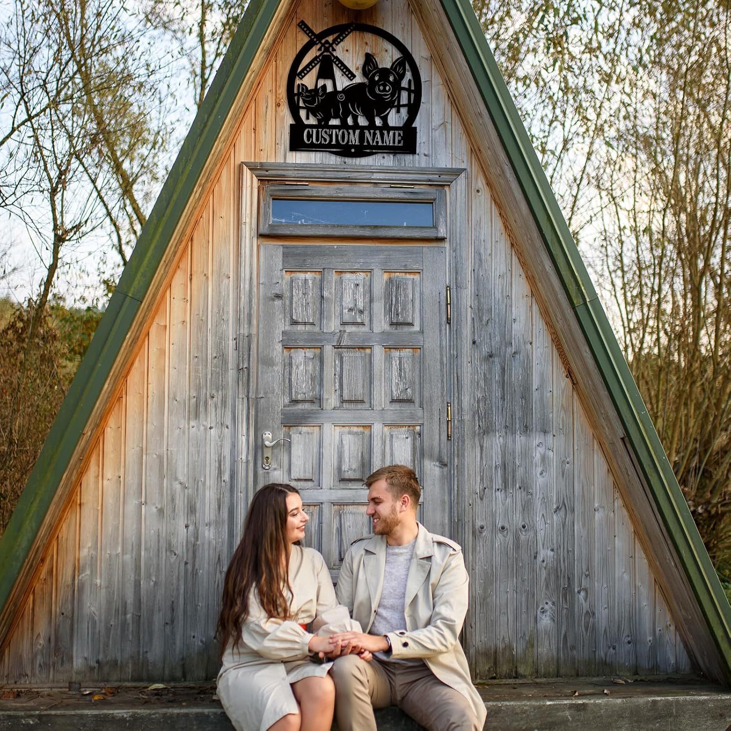 Personalized Antler Metal Cabin Sign | Custom Metal Sign | Family Sign Wall Art | Outdoor Deer Hunter Gift -MetalsignX