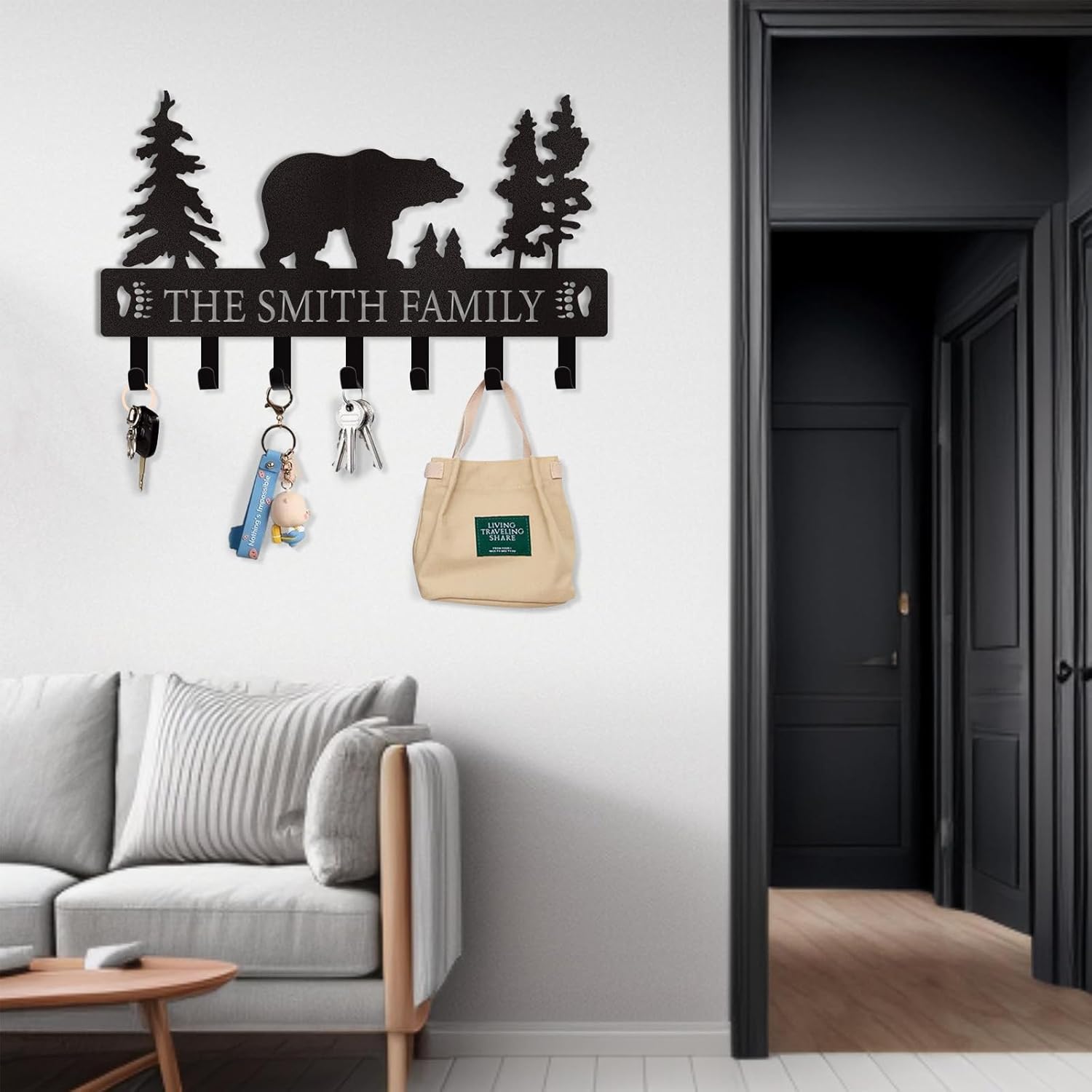 Personalized Key Holder for Wall, Custom Metal Deer Cabin Key Hooks with Name-MetalsignX