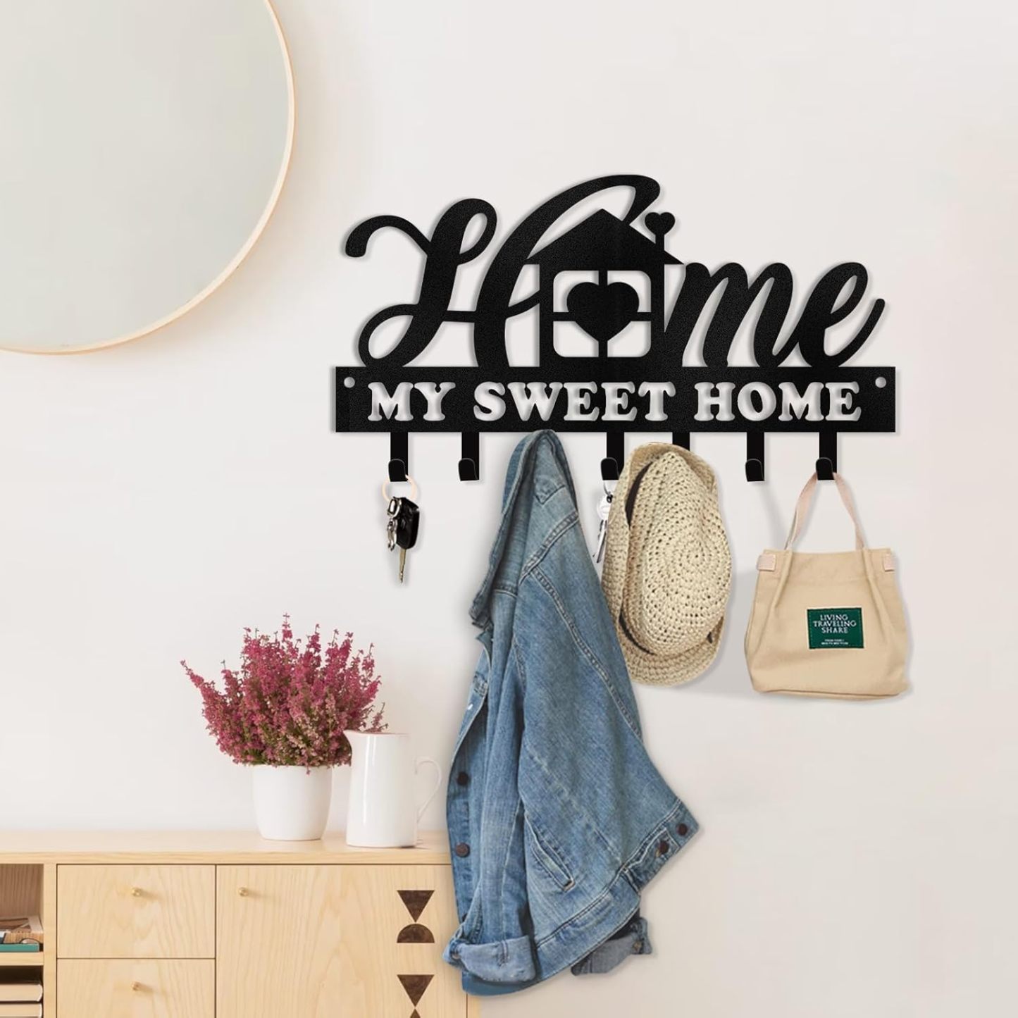 Personalized Key Holder for Wall, Sweet Home Key Holder Wall Mounted-MetalsignX