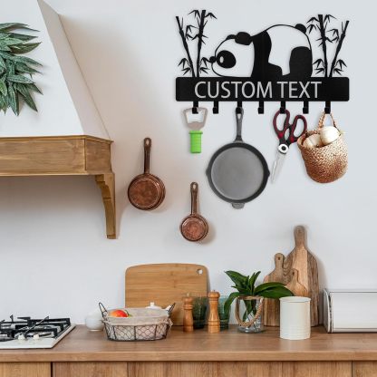 Personalized Key Holder Wall Mount, Metal Panda Coat Hook Key Holder for Hanging-MetalsignX