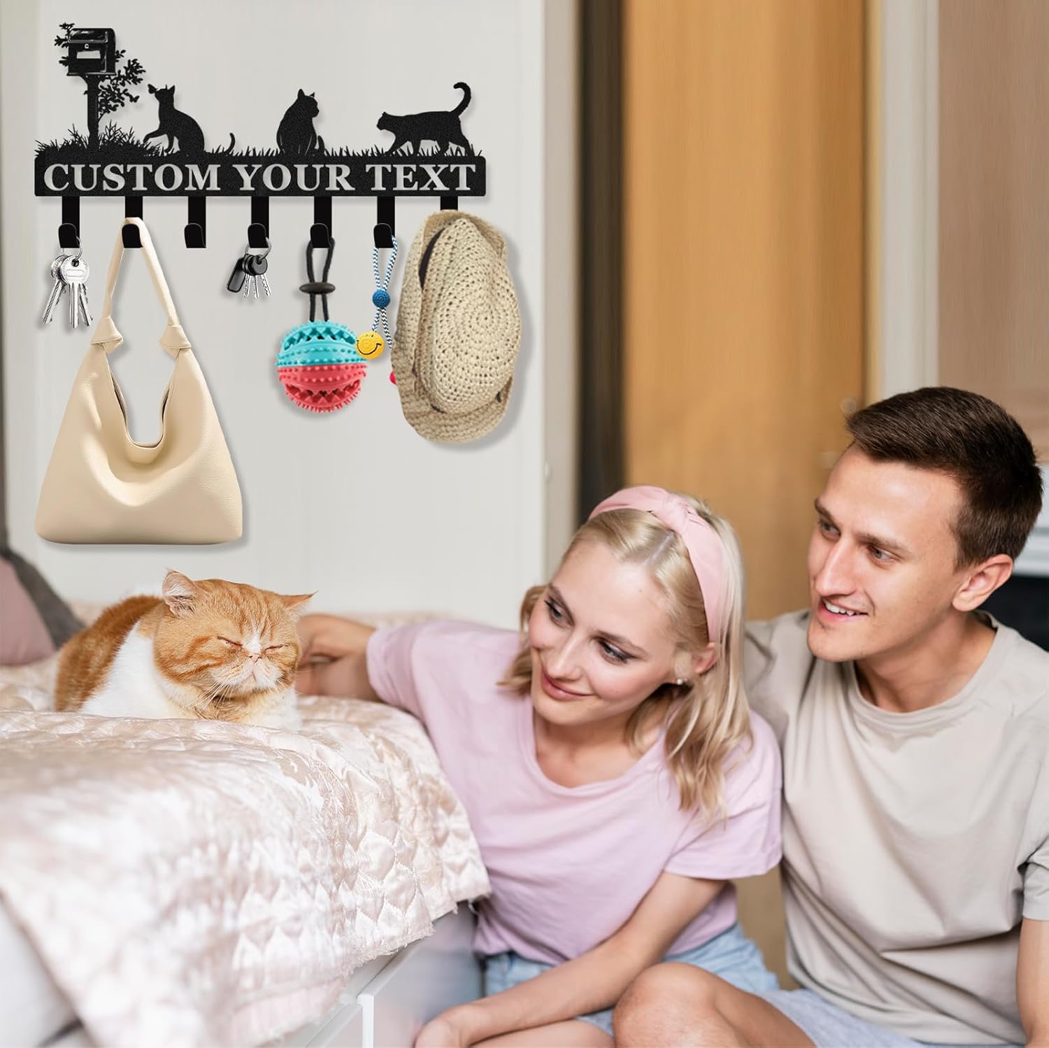 Personalized Metal Key Holder for Wall, Cat Key Holder Wall Mount-MetalsignX