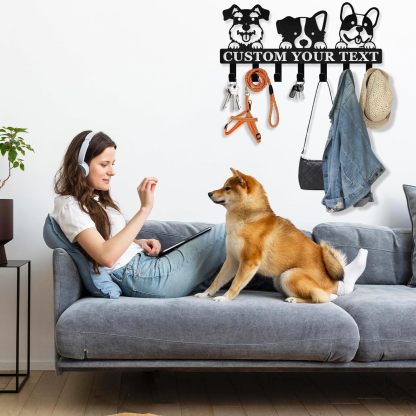 Custom Name Dog Hooks for Wall, Personalized Dog Leash Holder for Wall-MetalsignX