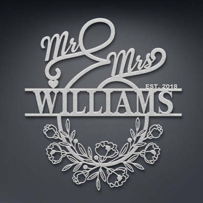 Personalized Mr And Mrs Metal Sign Customizable Family Name For Wall Decor Gift-MetalsignX