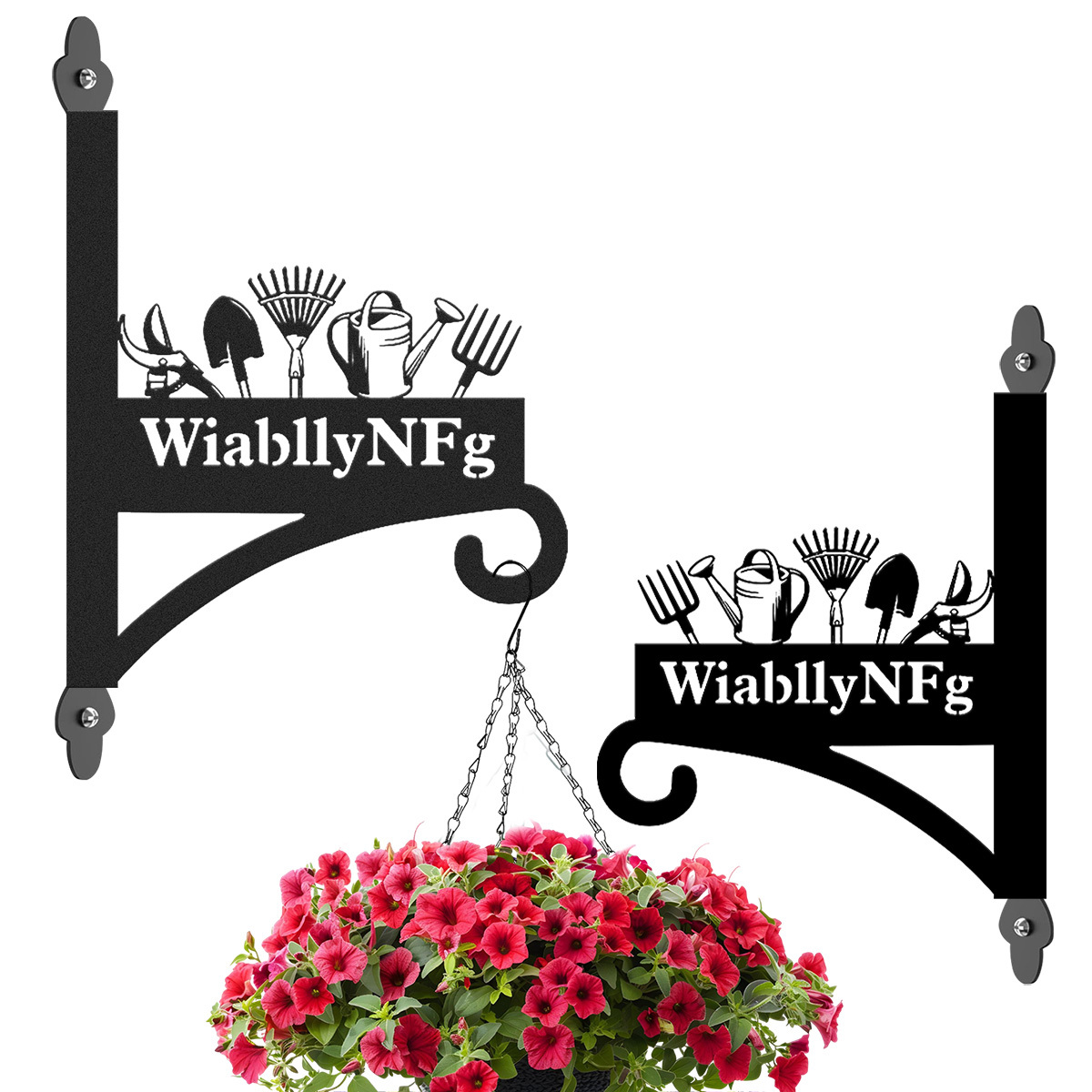 Custom Garden Tools Wall Plant Hanger, Personalized Metal Hanging Bracket with Gardener's Name, Garden Shed Outdoor Wall Decor Hook for Tools and Planters