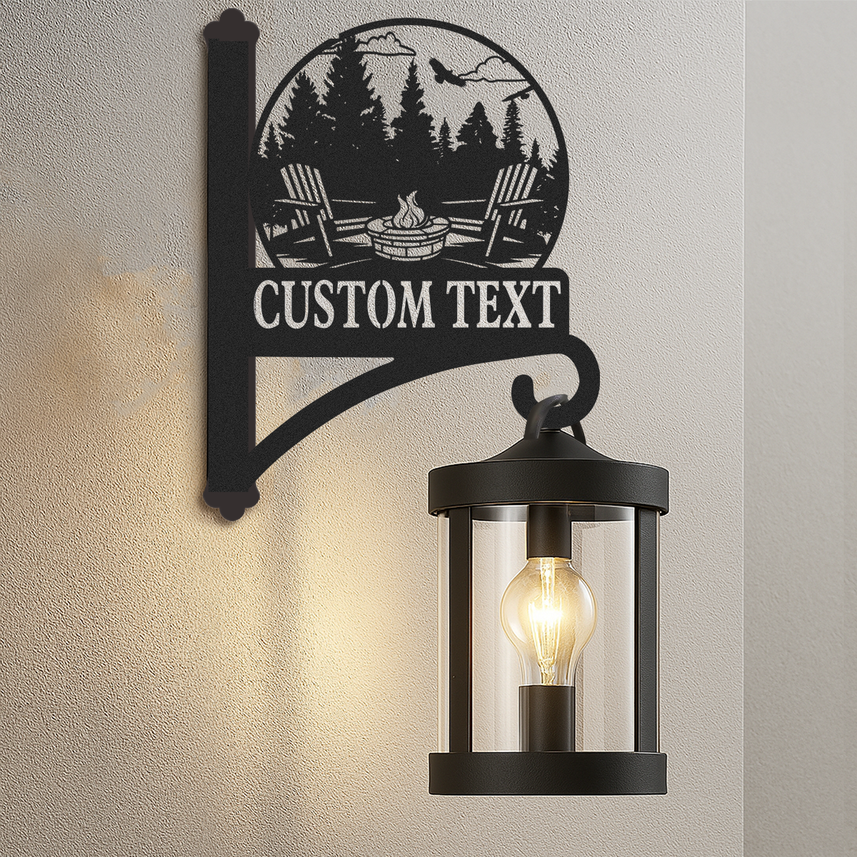 Custom Campfire Plant Hanger Wall Bracket, Personalized Metal Hook for Hanging Plants, Bird Feeder, Lantern, Wind Chime, Outdoor Cabin Patio Decor