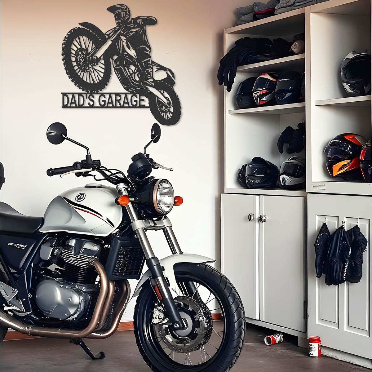 Custom Dirt Bike Metal Sign, Personalized Motocross Biker Name Sign, Motorcycle Biker Gifts for Dad Husband