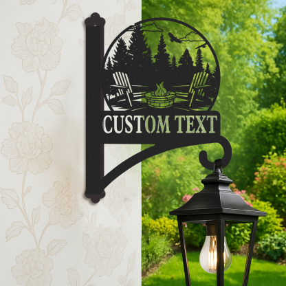 Custom Campfire Plant Hanger Wall Bracket, Personalized Metal Hook for Hanging Plants, Bird Feeder, Lantern, Wind Chime, Outdoor Cabin Patio Decor