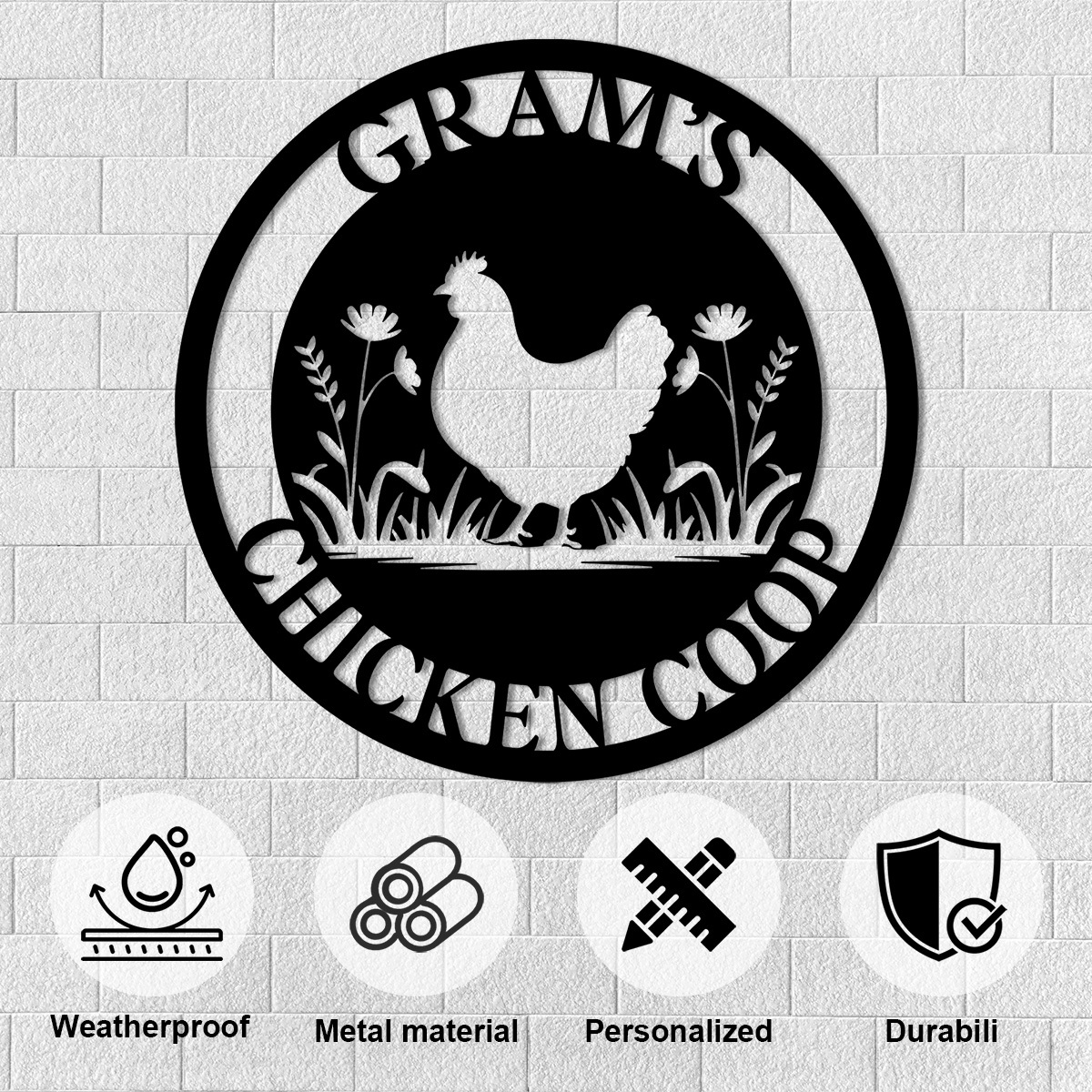 Custom Chicken Coop Sign,Chicken Coop Name Sign,Farm Chicken Coop Wall Sign,Hen House Metal Decor, Hen House Decor,Chicken Lover Gift