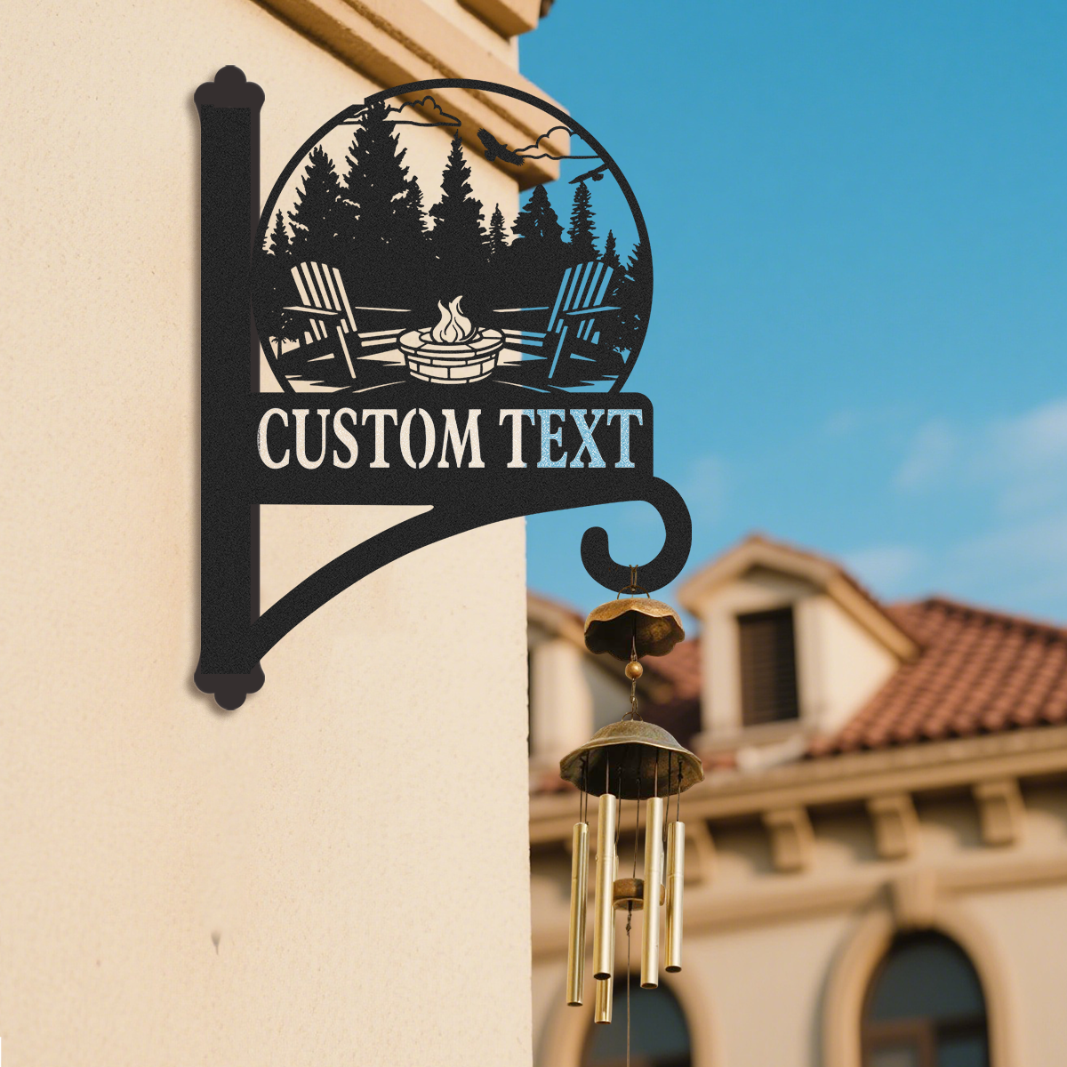 Custom Campfire Plant Hanger Wall Bracket, Personalized Metal Hook for Hanging Plants, Bird Feeder, Lantern, Wind Chime, Outdoor Cabin Patio Decor