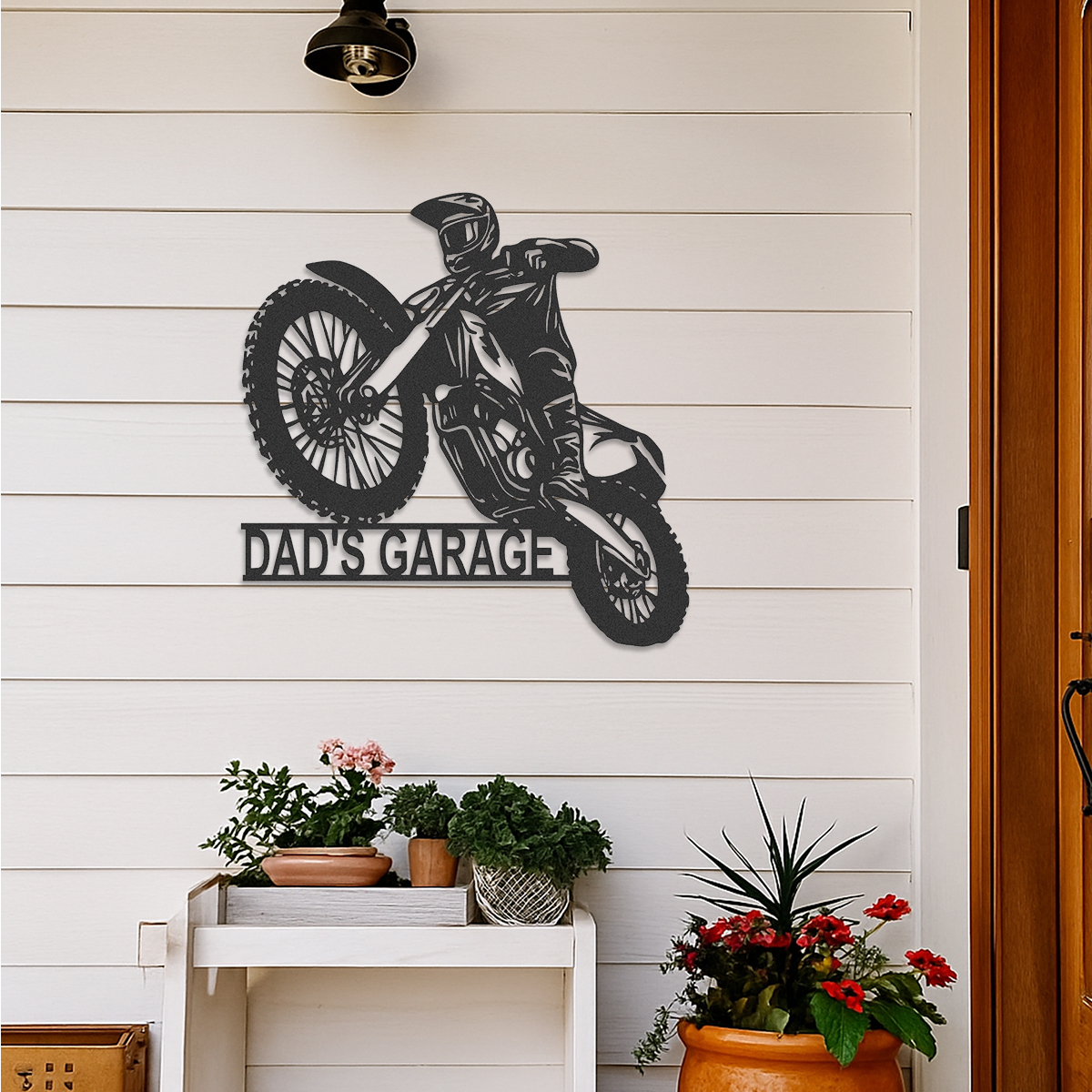 Custom Dirt Bike Metal Sign, Personalized Motocross Biker Name Sign, Motorcycle Biker Gifts for Dad Husband