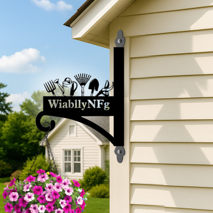 Custom Garden Tools Wall Plant Hanger, Personalized Metal Hanging Bracket with Gardener's Name, Garden Shed Outdoor Wall Decor Hook for Tools and Planters