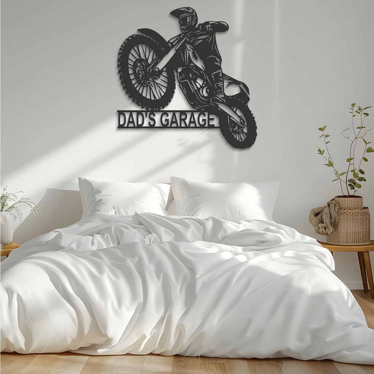 Custom Dirt Bike Metal Sign, Personalized Motocross Biker Name Sign, Motorcycle Biker Gifts for Dad Husband