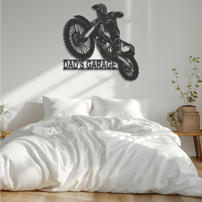 Custom Dirt Bike Metal Sign, Personalized Motocross Biker Name Sign, Motorcycle Biker Gifts for Dad Husband