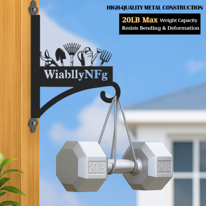 Custom Garden Tools Wall Plant Hanger, Personalized Metal Hanging Bracket with Gardener's Name, Garden Shed Outdoor Wall Decor Hook for Tools and Planters