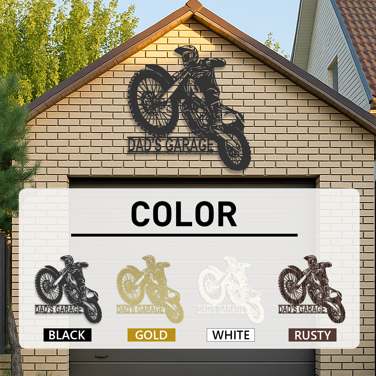 Custom Dirt Bike Metal Sign, Personalized Motocross Biker Name Sign, Motorcycle Biker Gifts for Dad Husband