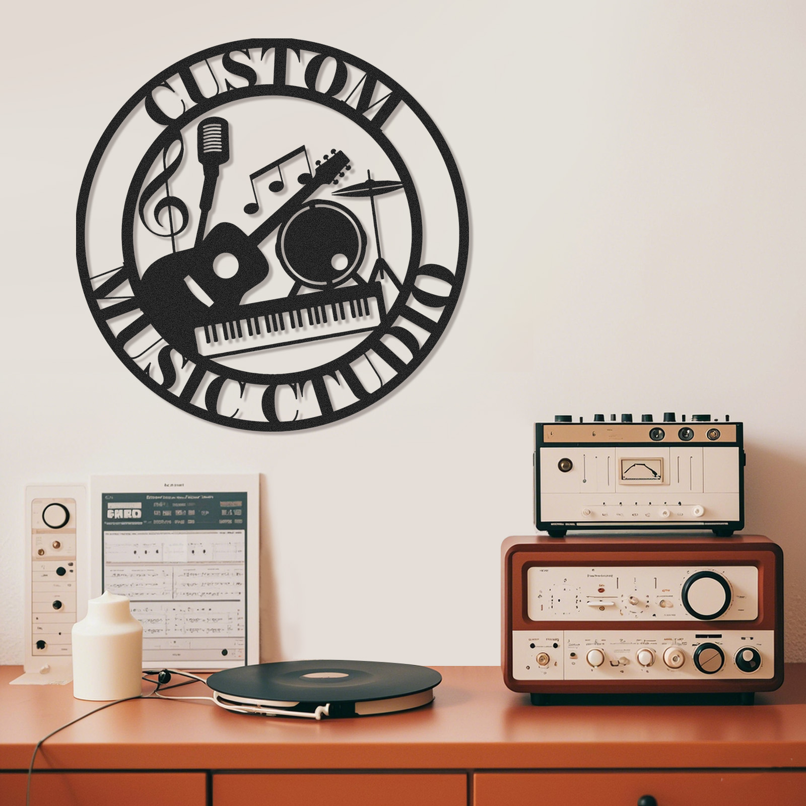 Custom Music Room Metal Sign, Personalized Musical Instruments Wall Art for Studio or Home, Gift for Music Lovers