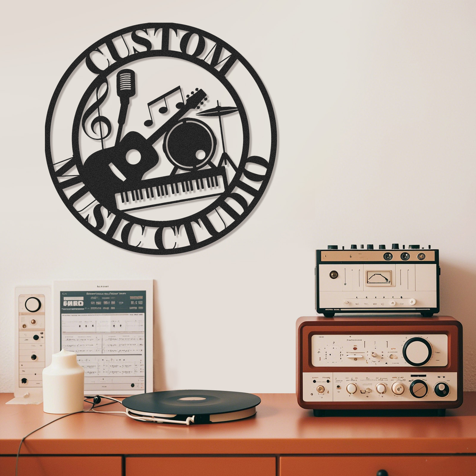 Custom Music Room Metal Sign, Personalized Musical Instruments Wall Art for Studio or Home, Gift for Music Lovers