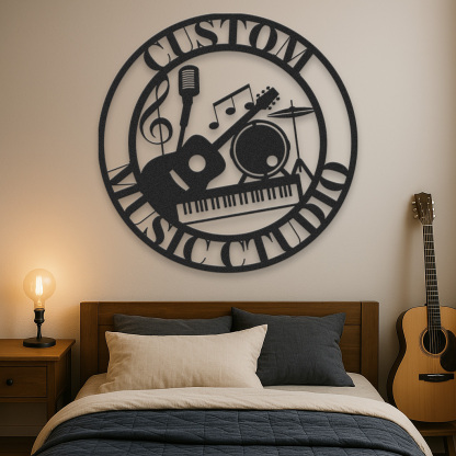 Custom Music Room Metal Sign, Personalized Musical Instruments Wall Art for Studio or Home, Gift for Music Lovers