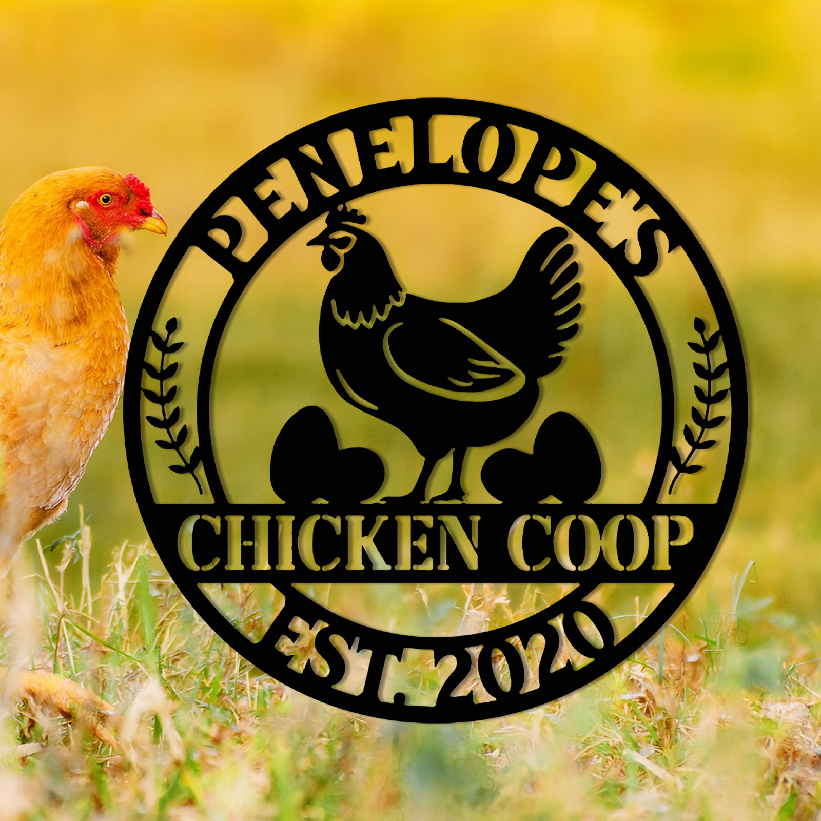 Custom Chicken Coop Metal Sign, Personalized Hen House Farm Sign, Outdoor Farmhouse Metal Wall Decor