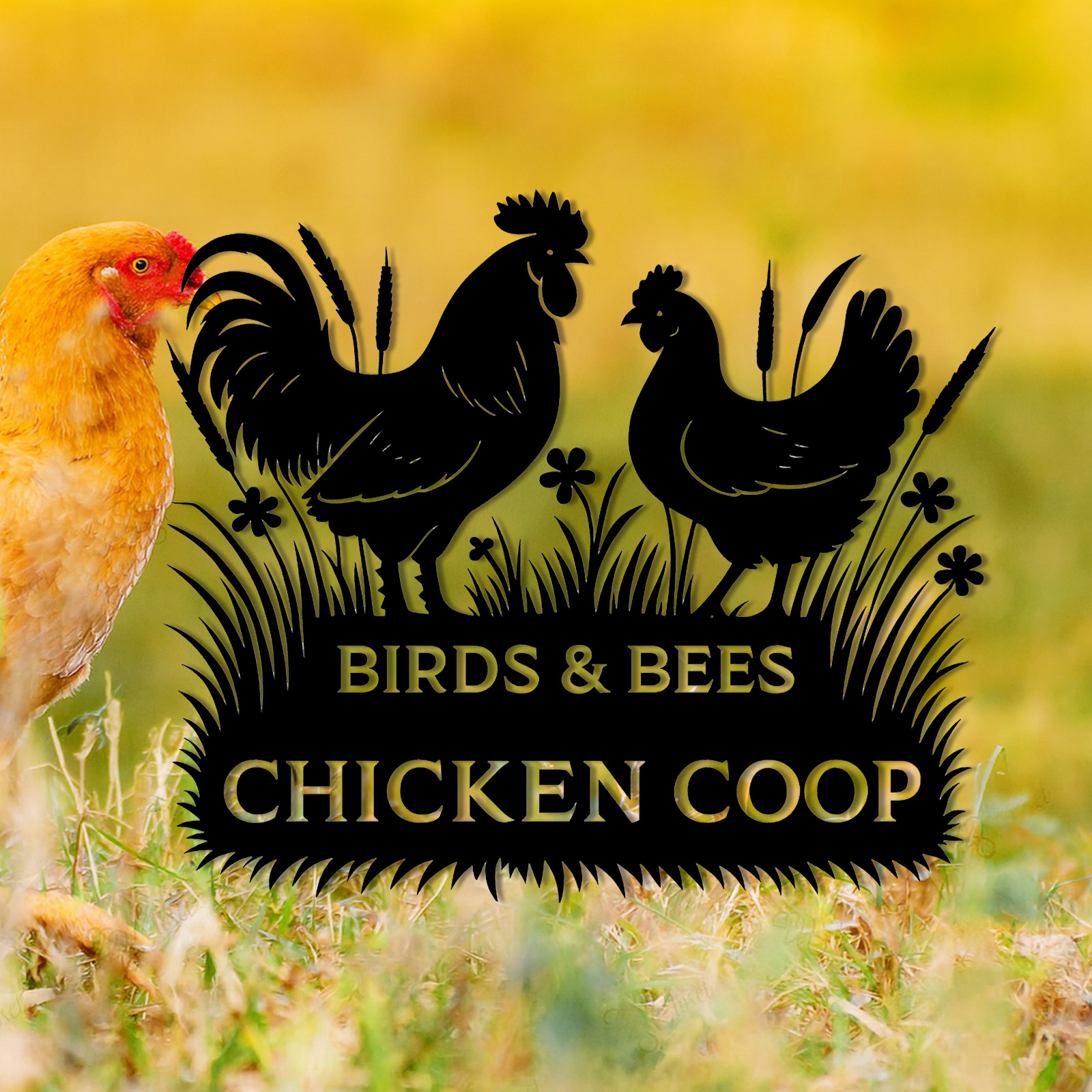 Custom Chicken Coop Metal Sign, Personalized Hen House Farm Sign, Outdoor Farmhouse Metal Wall Decor